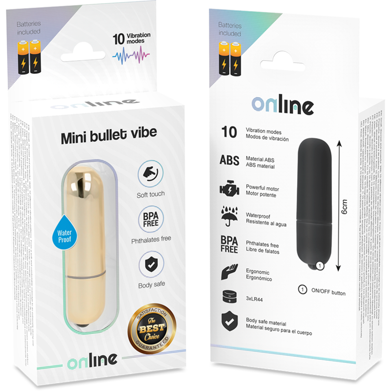 Mini Bala Vibradora Dorada ONLINE | Estimulador Clitorial Portátil con 10 Modos y Motor Potente
